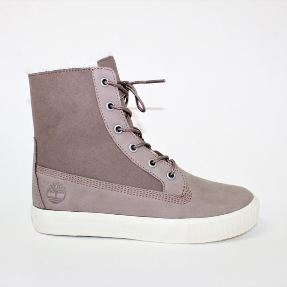 TIMBERLAND Skyla Bay Sneaker Boot Grey Faux Fur Lined Women's New!